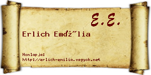 Erlich Emília névjegykártya