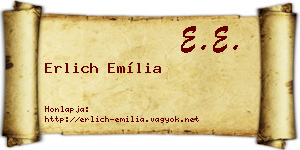 Erlich Emília névjegykártya
